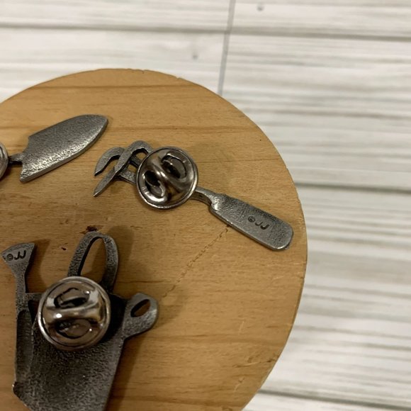 Vintage JJ Pewter Gardening Pin 3 Piece Set - Picture 5 of 6